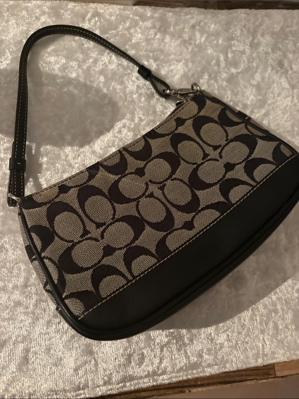 Coach Signature Jacquard Shoulder Bag in Black and Grey